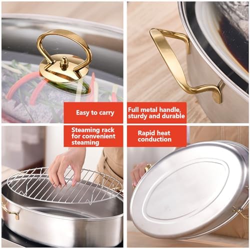 AIZYR 304 Stainless Steel Steamed Fish Pot with Redistribution
