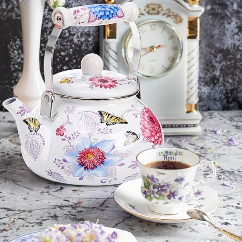 Yopay Vintage Enamel Tea Kettle 26 Quart