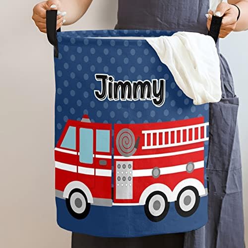 Fire Truck Personalized Collapsible Laundry Hamper 50L Durable Functional