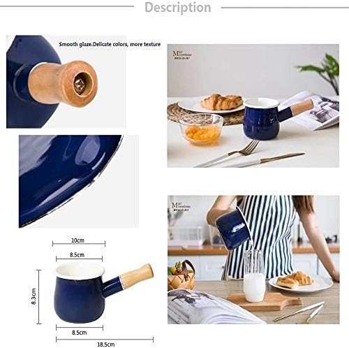 YumCute Enamel Saucepan 4 Inch 17 Oz Butter Warmer with Wooden Handle