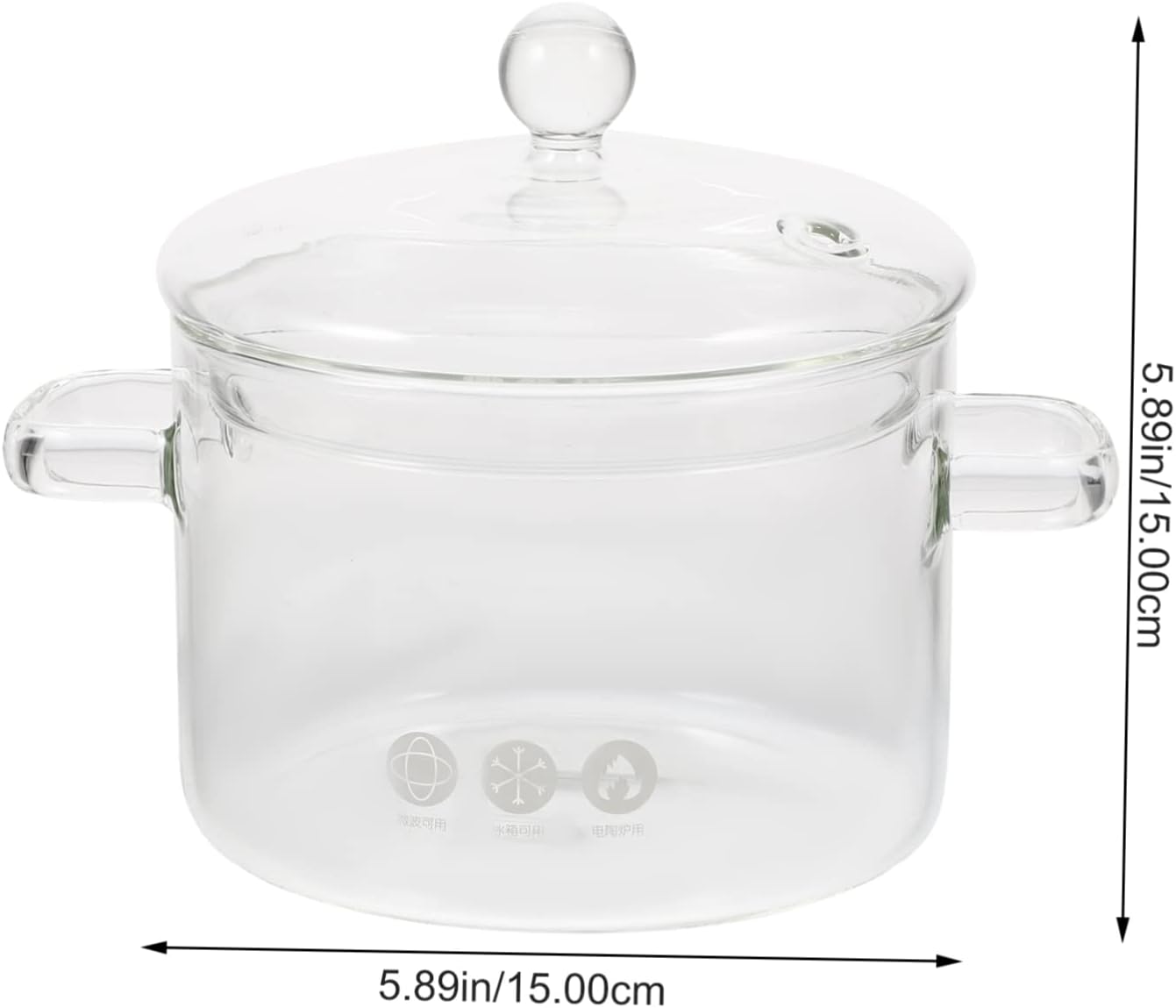 1500ml Heat-Resistant Dual-Handle Glass Pot for Cooking
