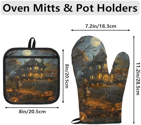 TropicalLife Retro Halloween Oven Mitts Set