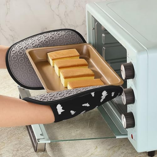Silicone Oven Mitts with Pocket - Halloween Bat Design