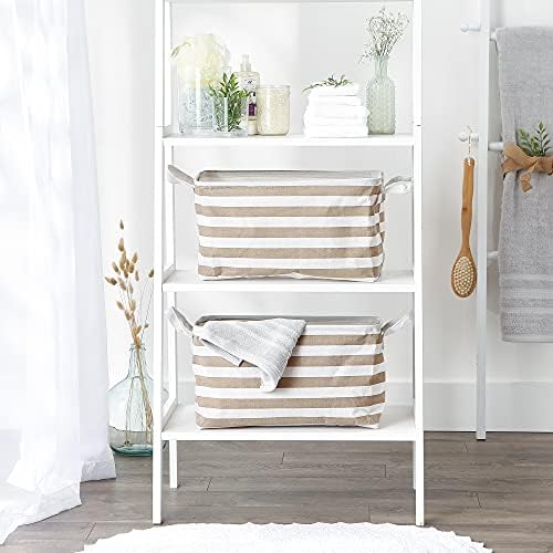 DII laundry storage collection Stone Stripe Collapsible Bins 2 piece set
