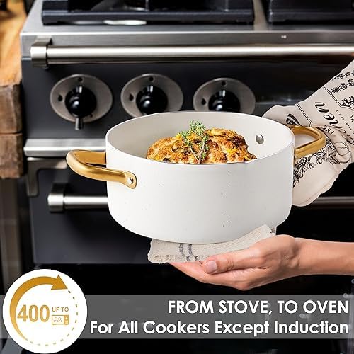 VONIKI 16 PCS Nonstick Cookware Set with Dutch Oven and Utensils
