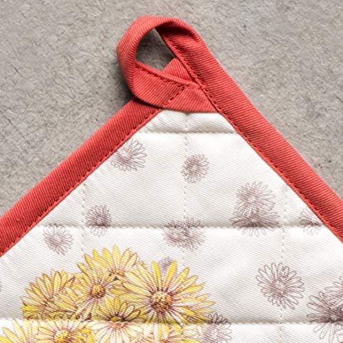 8x8 Heat-Resistant Cotton Potholder with Loop for Kitchen Use