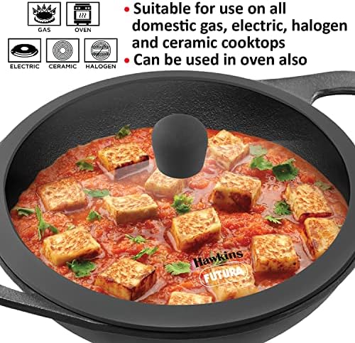 HAWKINS Futura 2L Cast Iron Kadhi Nonstick for Perfect Cooks