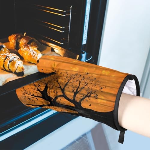 Halloween Tree Bat Oven Mitts Set of 2 Heat-Resistant Protection