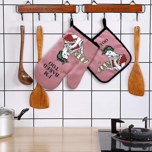Jxubeuro Im Baked Too Funny Oven Mitts Pot Holders Set of 2