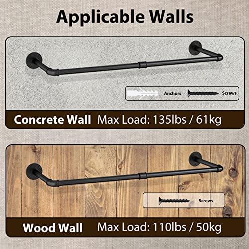 Industrial Pipe Wall-Mounted Clothes Rack - Durable Rust-Resistant