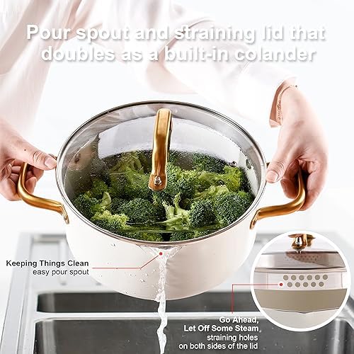 VONIKI 16 PCS Nonstick Cookware Set with Dutch Oven and Utensils