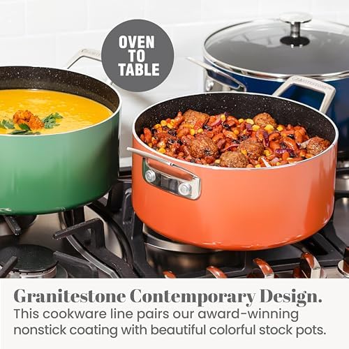 Granitestone 5 Qt Enamel Nonstick Stock Pot with Lid