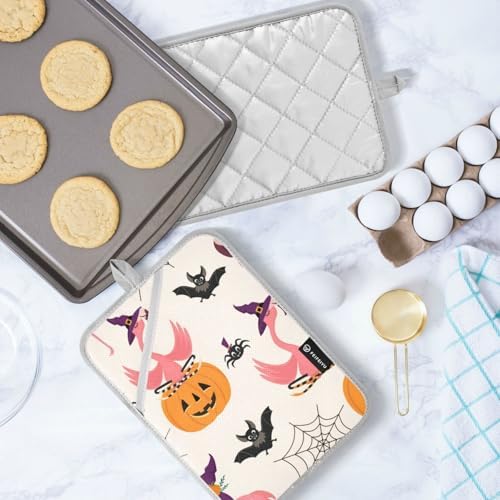 Flamingo Spiders Halloween Potholder Set with Pockets