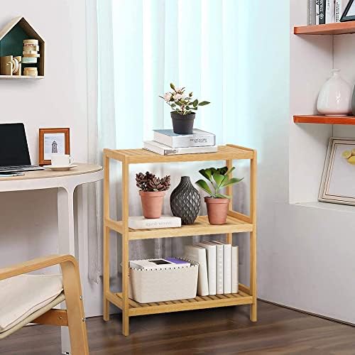 HLXZN 3-Tier Bamboo Freestanding Shelf Unit