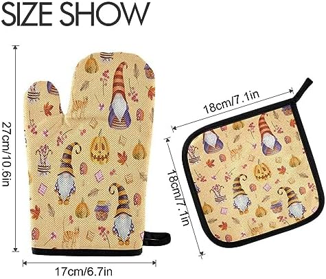 QUGRL Vintage Halloween Gnomes Oven Mitts Set