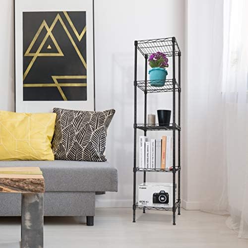 GIOTORENT 5 Tier Metal Standing Shelf Unit Black