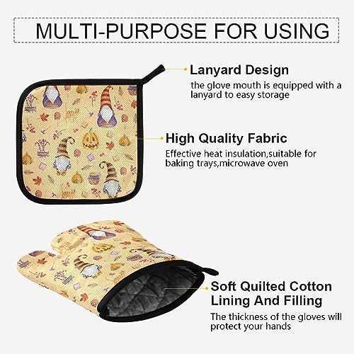 QUGRL Vintage Halloween Gnomes Oven Mitts Set