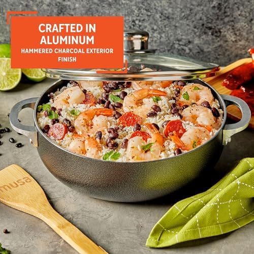 IMUSA 32Qt Nonstick Charcoal Dutch Oven with Glass Lid