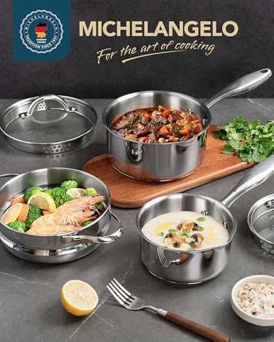 Stainless Steel Sauce Pot Set with Steamer 5Pcs