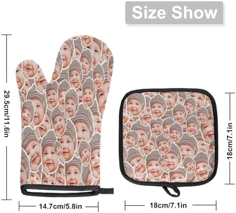 Personalized Oven Mitt Pot Holder Set with Your Face