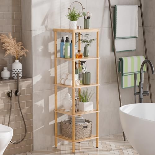 AmazerBath 5-Tier BambooShelf Functional Storage Unit