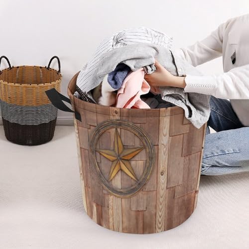 Star on Wood Wall Laundry Hamper Collapsible Storage Basket Home Kitchen Organization