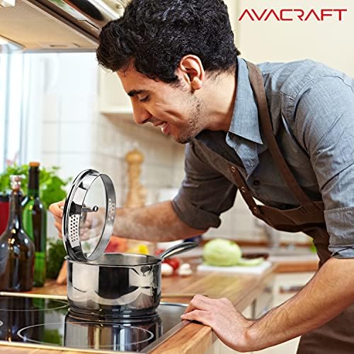 AVACRAFT 25 Quart Saucepan with Glass Lid and Spouts
