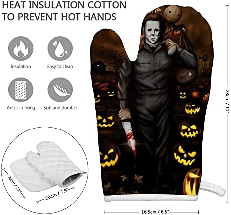 Halloween Michael Myers Oven Mitts Soft Cotton Heat Resistant Gloves for Kitchen