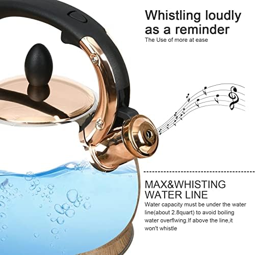 Stainless Steel Whistling Tea Kettle with 28 Quart Capacity