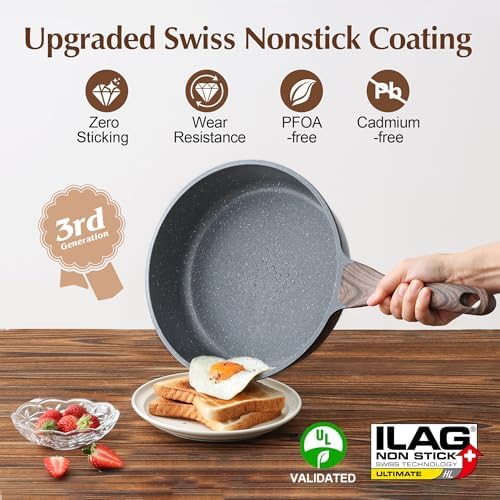 SENSARTE Nonstick Saut Pan with Lid 10-Inch