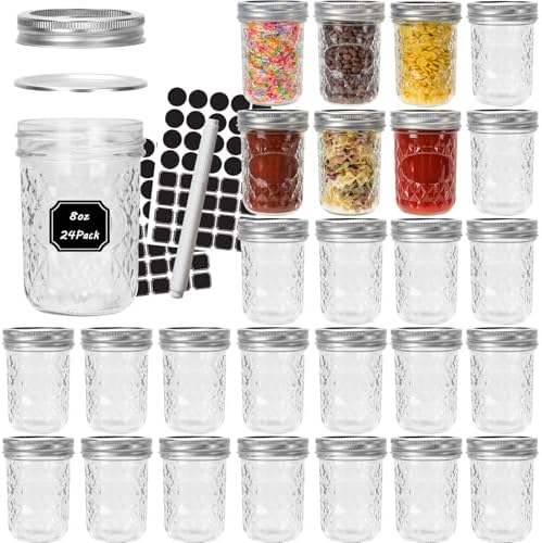 CycleMore Mason Jars 8 oz 24 Pack Canning Set