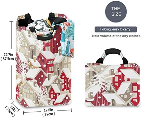 Durable Christmas Winter Houses Collapsible Laundry Basket for Efficient Storage