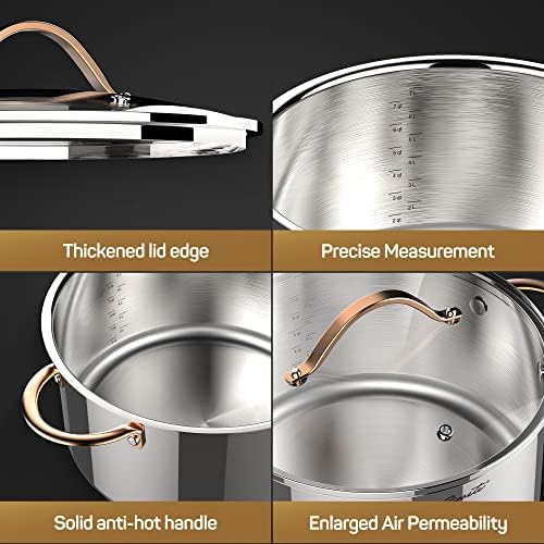 8 Quart Stock Pot with 3-Ply Stainless Steel - Easy Cooking Solution