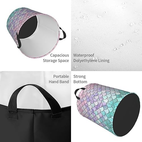 Mermaid Fish Scales Collapsible Laundry Hamper