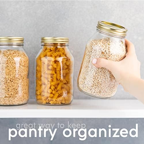 kitchentoolz 32-Ounce Canning Jars 4 Pack with Gold Lids