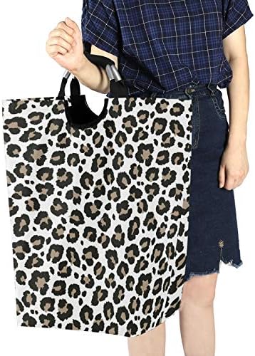 Stylish Large Laundry Hamper Basket with Gray Leopard Print and Handles