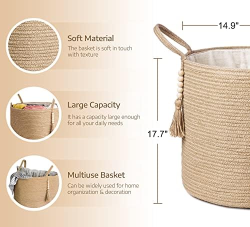 Mkono Bamboo Tassel Storage Basket