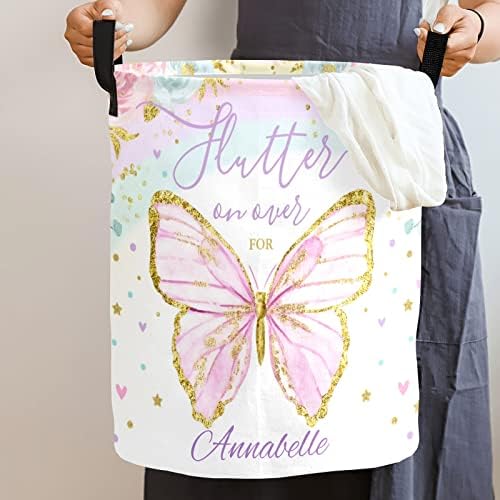 Customizable Butterfly Floral Pattern Water Resistant Laundry Basket