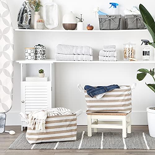 DII laundry storage collection Stone Stripe Collapsible Bins 2 piece set