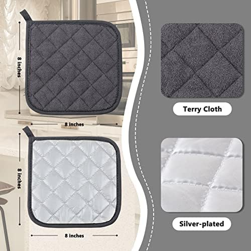 Joyhalo 4 Pack Grey Heat Resistant Pot Holders