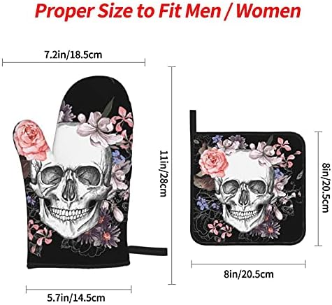 Day of the Dead Skull Flower Oven Mitts Pot Holders