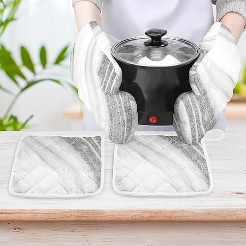 4-Piece Oven Mitts Set Heat Resistant Stylish Kitchen Tools