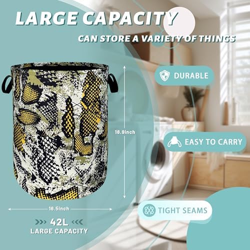 Retro Animal Snake Laundry Hamper