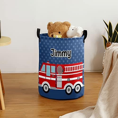 Fire Truck Personalized Collapsible Laundry Hamper 50L Durable Functional