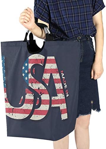 Collapsible Laundry Hamper with American Flag Design
