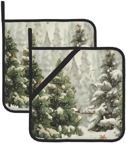 HOYYU Winter Snowflake Potholder Set of 2 Heat Resistant