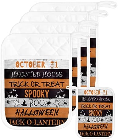 Halloween Black Yellow Pot Holders Set of 5