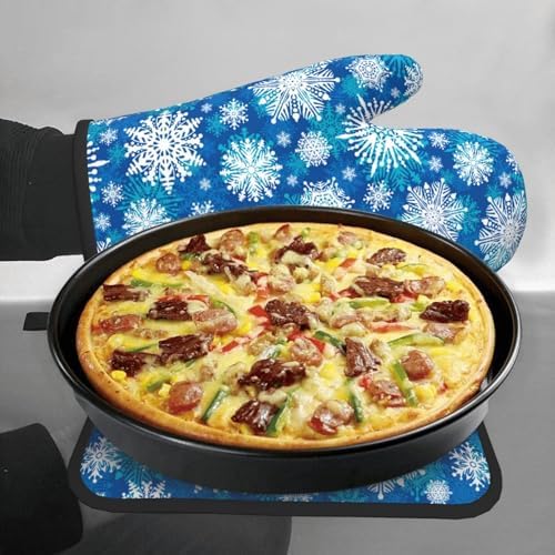 Winter Snowflakes Oven Mitts and Pot Holders 2-Piece Set