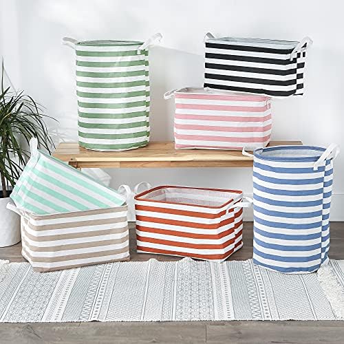 DII laundry storage collection Stone Stripe Collapsible Bins 2 piece set