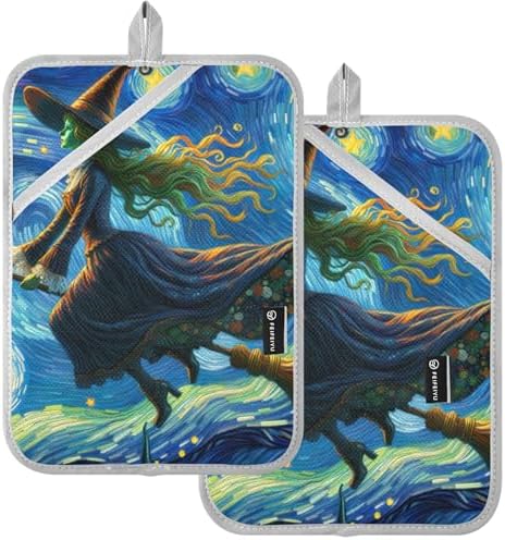 Trick or Treat Halloween LGBTI-Inspired Witchy Starry Night Oven Mitts